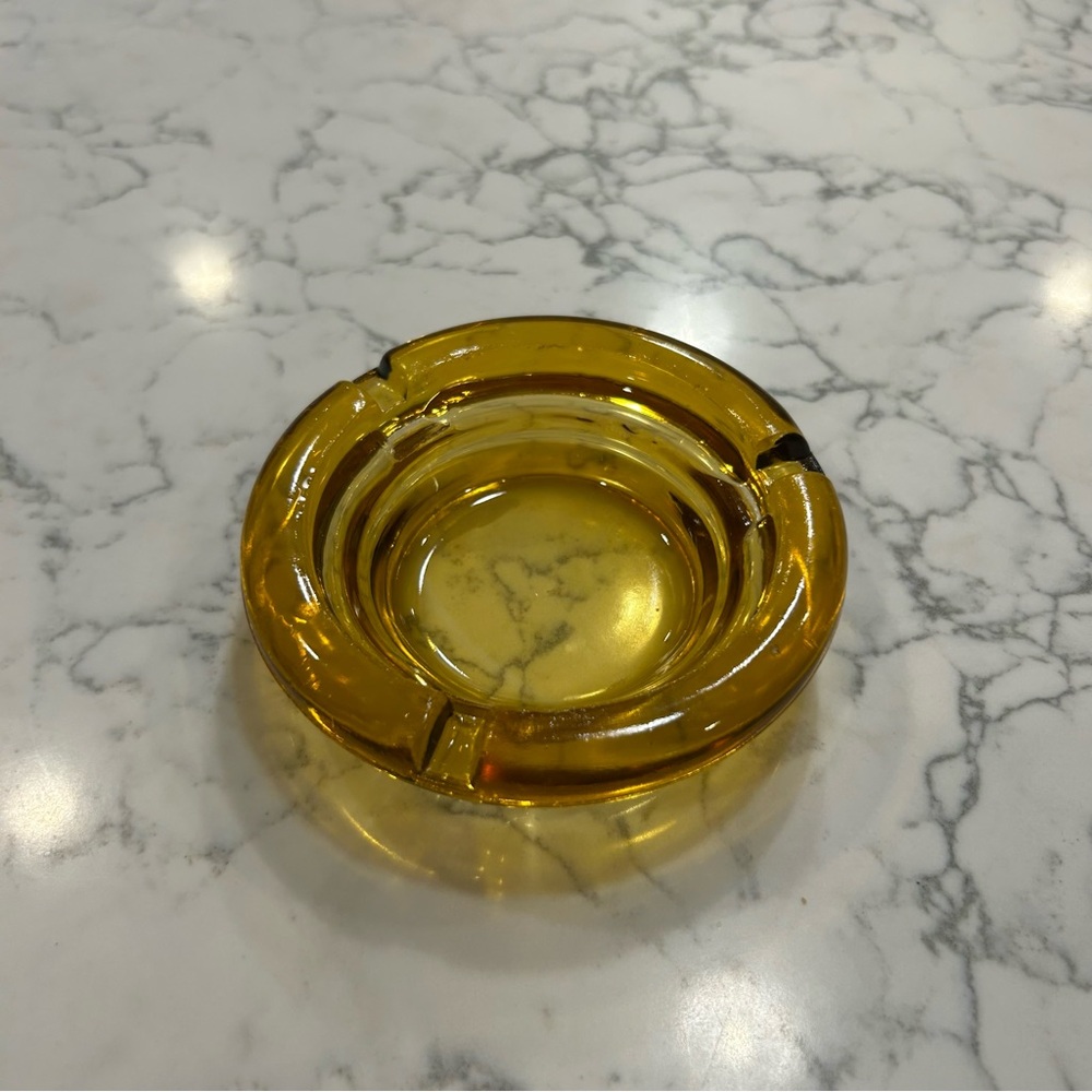 Vintage Amber Glass Ashtray - Picture 1 of 4